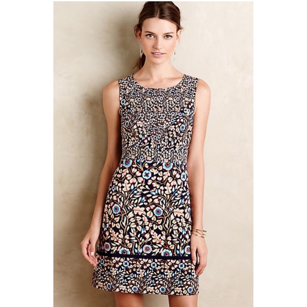 Maeve Anthropologie Brindille Floral Tapestry Sleeveless Shift Mini Dress Size 2